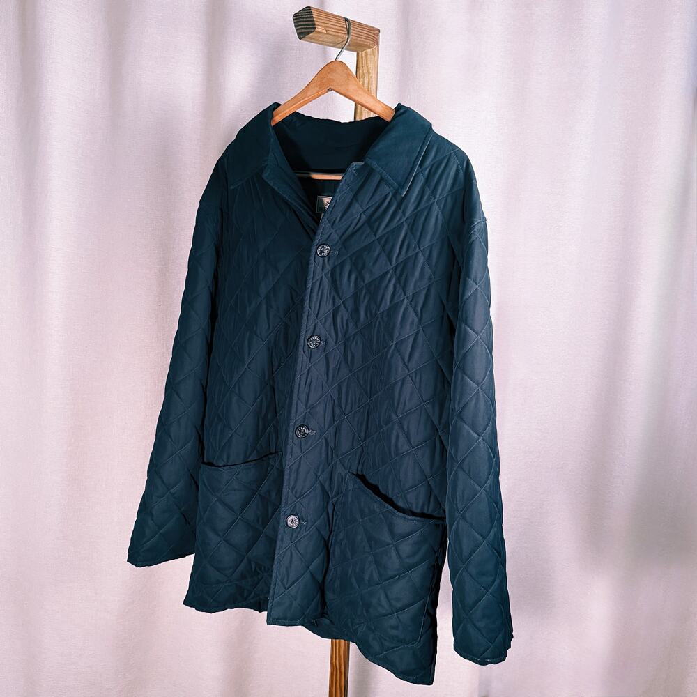 Hermès Navy Quilted Winter Jacket, Signature Jacquard Lining